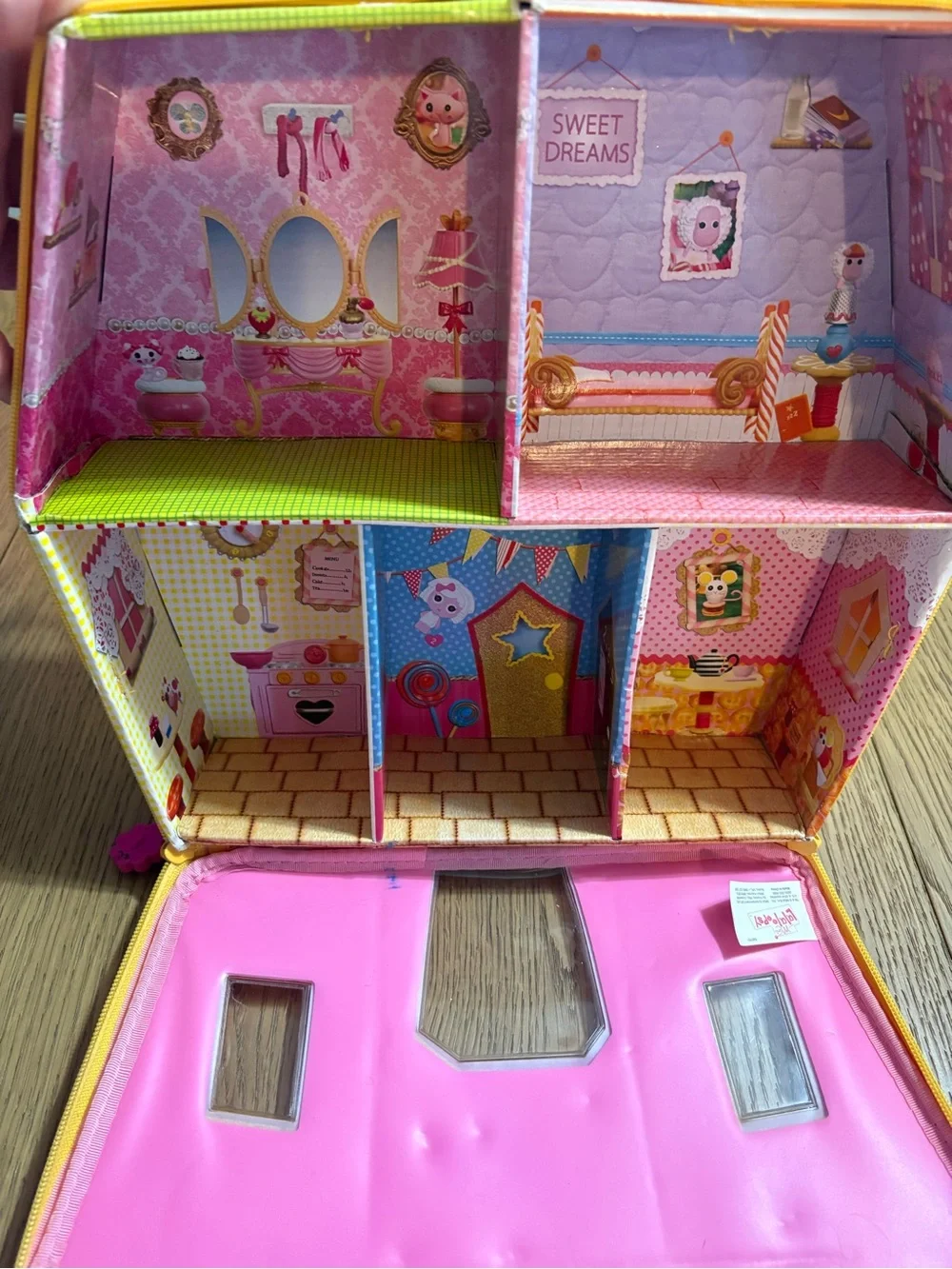 Kids Pink & Orange Playhouse Carry Case for Dolls